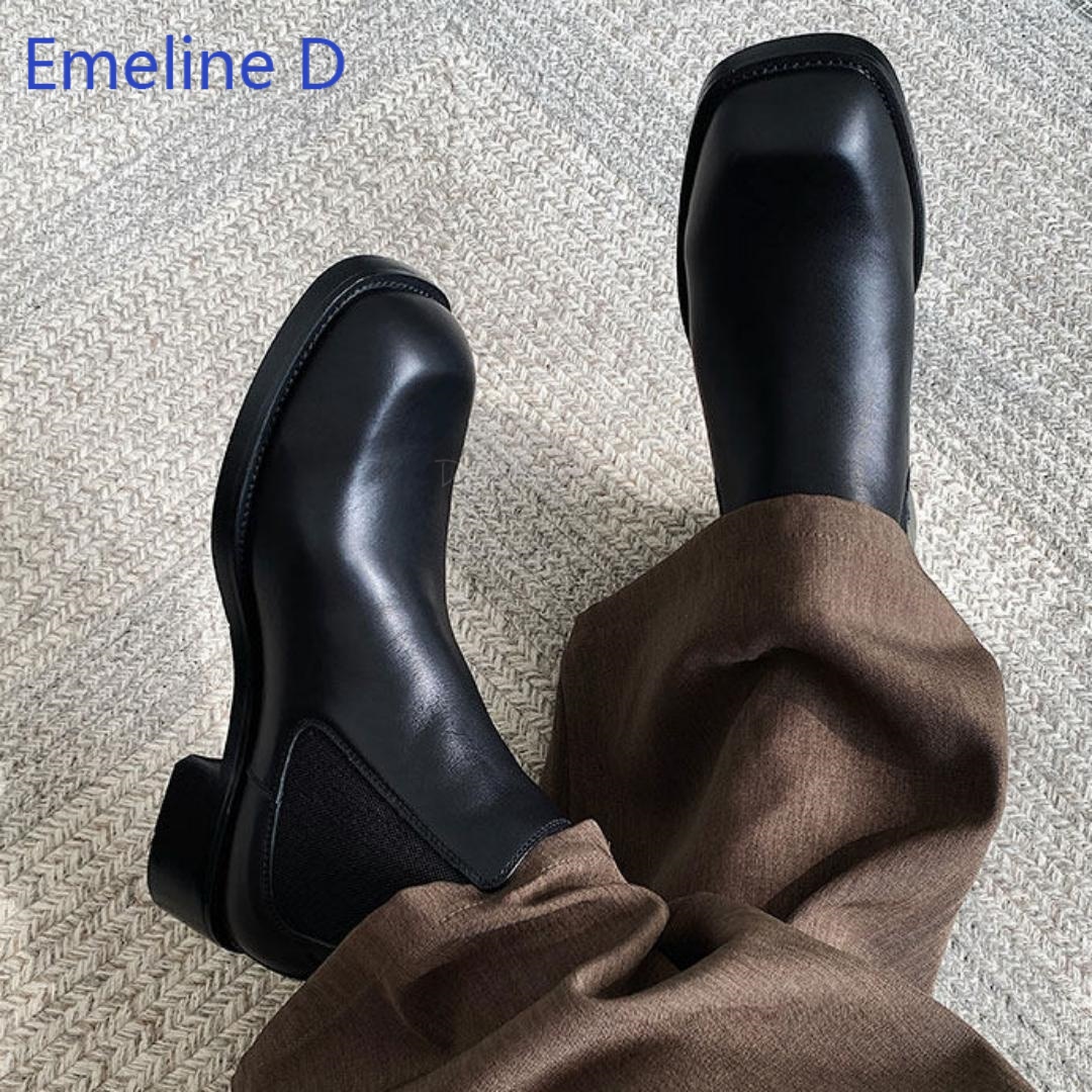 Formal Men Daily Wear Footwear - Botas Chelsea de punta cuadrada para